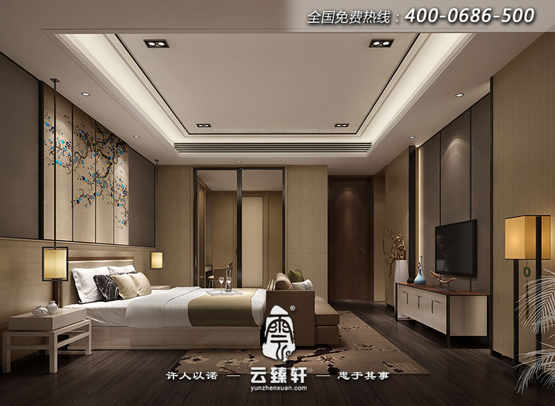 新中式別墅次臥室設(shè)計效果圖