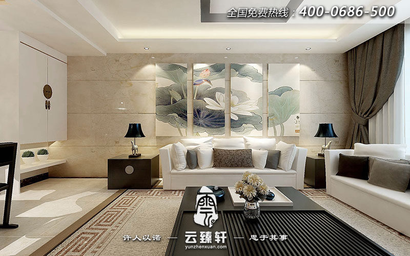簡(jiǎn)中式客廳沙發(fā)背景墻