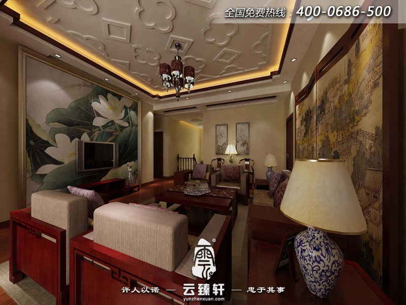 中式別墅客廳設(shè)計(jì)效果圖