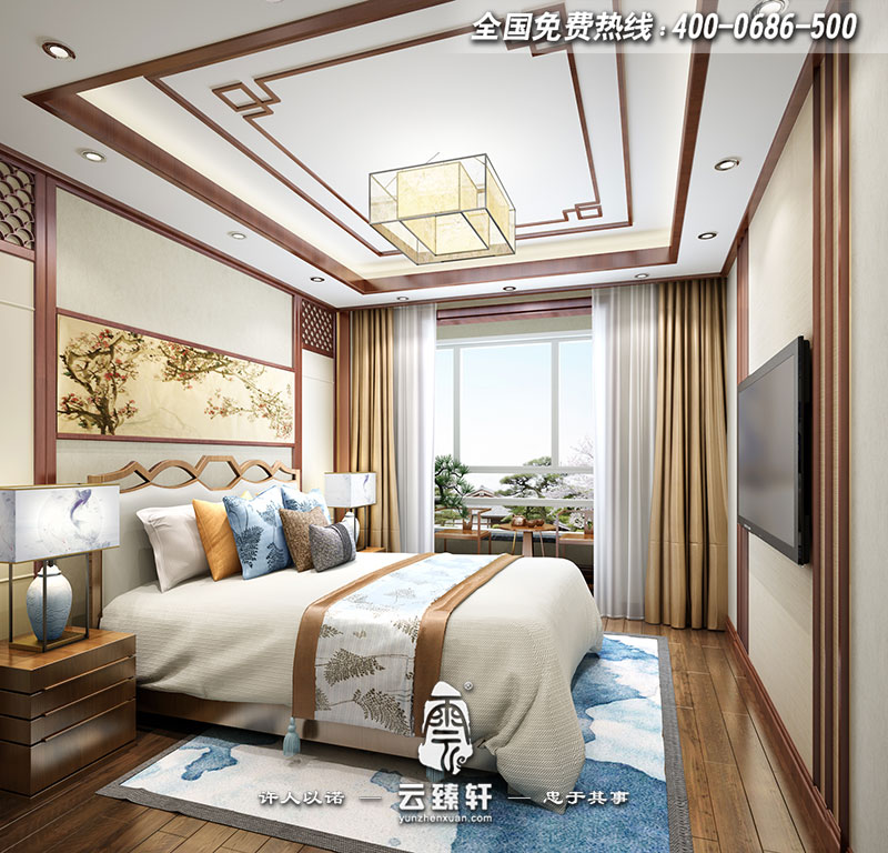 極簡(jiǎn)中式風(fēng)格主臥裝修效果圖